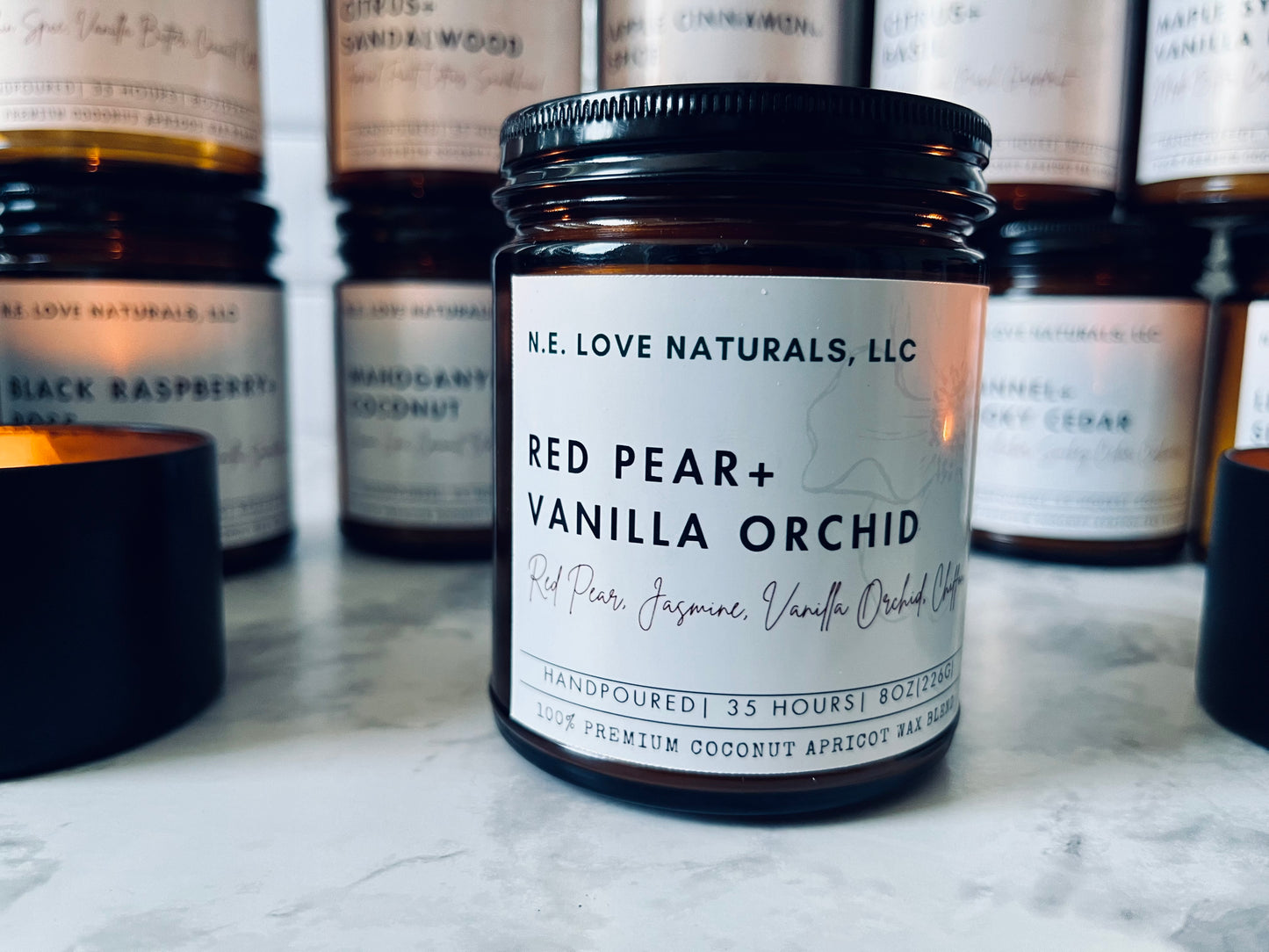 Red Pear+ Vanilla Orchid Luxury Scented Candle